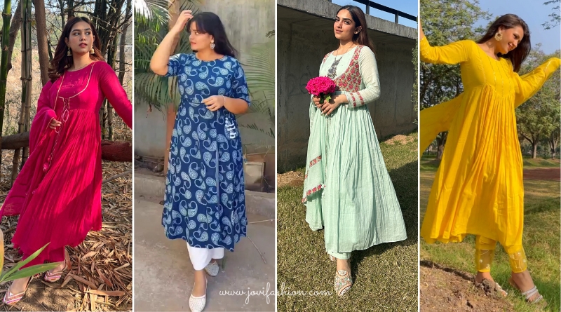 JOVI - The most recent style cotton Anarkali suits will be worn by Indian women to celebrate Women's Day or Holi in 2023.